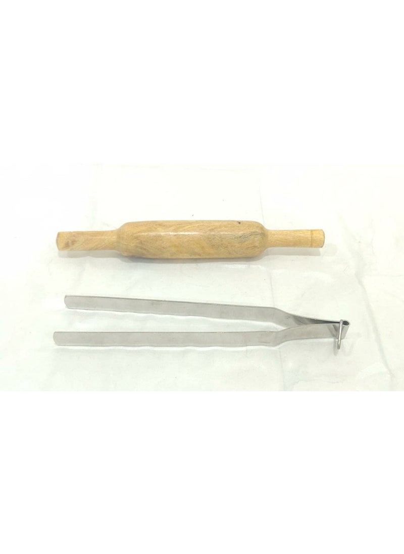 Sonanshi Sonanshi Combo of Stainless Steel RotiChapati Chimta Wooden Belan  - Image 1