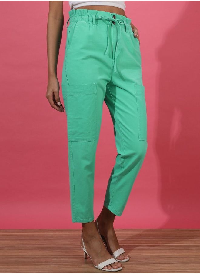 Freehand Women Regular Fit Solid High-Rise Paperbag Trousers  - Image 4