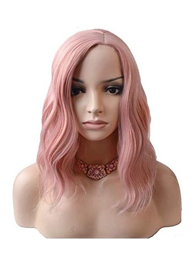 BERON Short Curly Bob Wig Pink 9inch