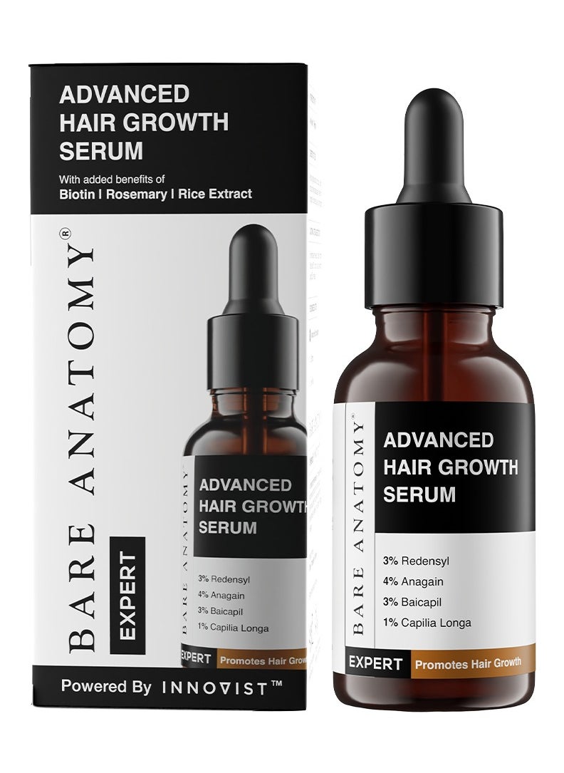 BARE ANATOMY Bare Anatomy Advanced Hair Growth Serum | 3% Redensyl + 4% Anagain + 3% Baicapil + 1% Capilia Longa, Rosemary, Biotin & Rice Extract | Hair growth & Hair fall control serum for Women & Men | 30mL  - Image 1