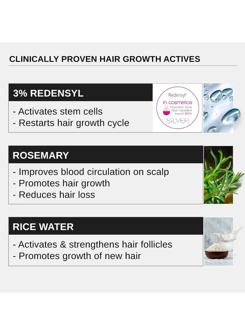 Bare Anatomy Advanced Hair Growth Serum | 3% Redensyl + 4% Anagain + 3% Baicapil + 1% Capilia Longa, Rosemary, Biotin & Rice Extract | Hair growth & Hair fall control serum for Women & Men | 30mL