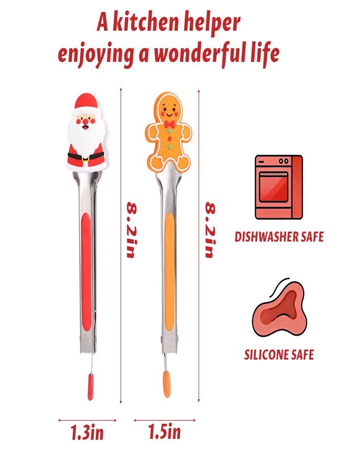 IVICOO Mini Kitchen Tongs with Silicone Tips,8 inch Small Tongs with Non-Slip Grip and Secure Hold(2-Pack) - Image 2