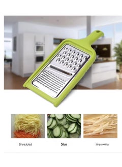 Vegetable cutter, garlic and onion grater, and cheese grater, made of stainless steel and plastic handle for easy carrying, 3*1, green color - pzsku/Z0775A0304CD54380ED43Z/45/_/1740391345/7a2b8a46-772c-4555-8c96-7e33c60b082c