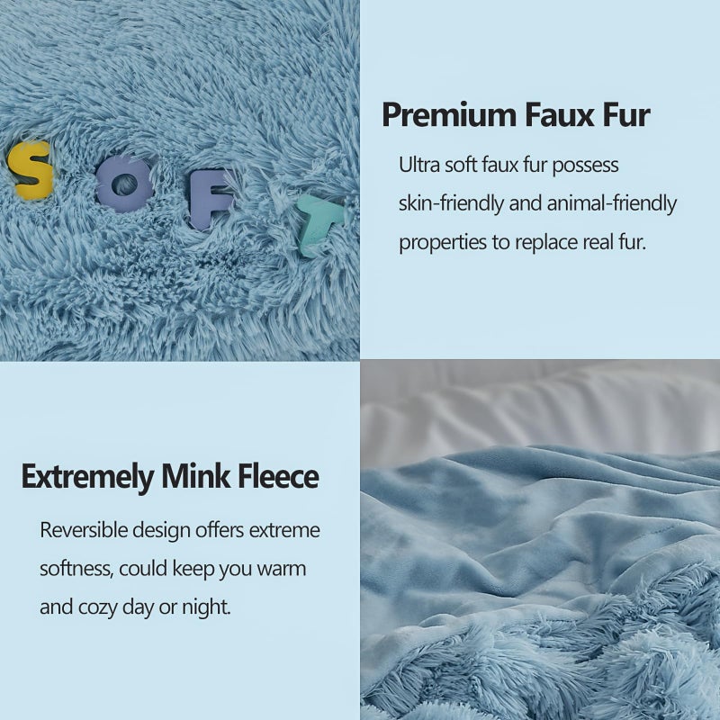 GONAAP Fuzzy Faux Fur Throw Blanket Light Blue Super Soft Cozy Plush Fuzzy Shaggy Blanket for Couch Sofa Bed (Light Blue  Throw(50""x60"")) - Image 5