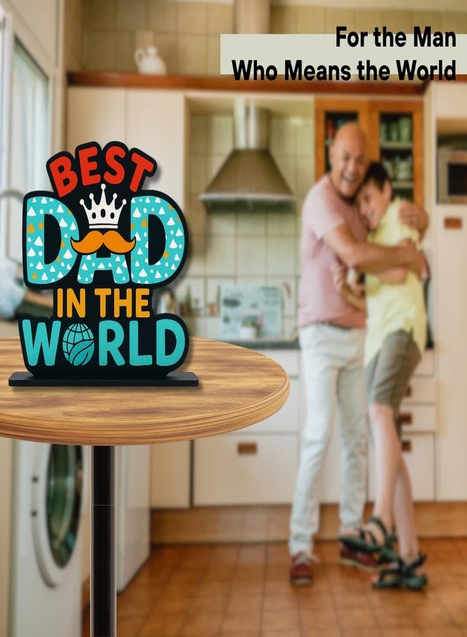 GiftOday Best Dad in the World Wooden Tabletop Trophy Father's Day (Multicolor 6 x 5.9 Inches) - Image 5