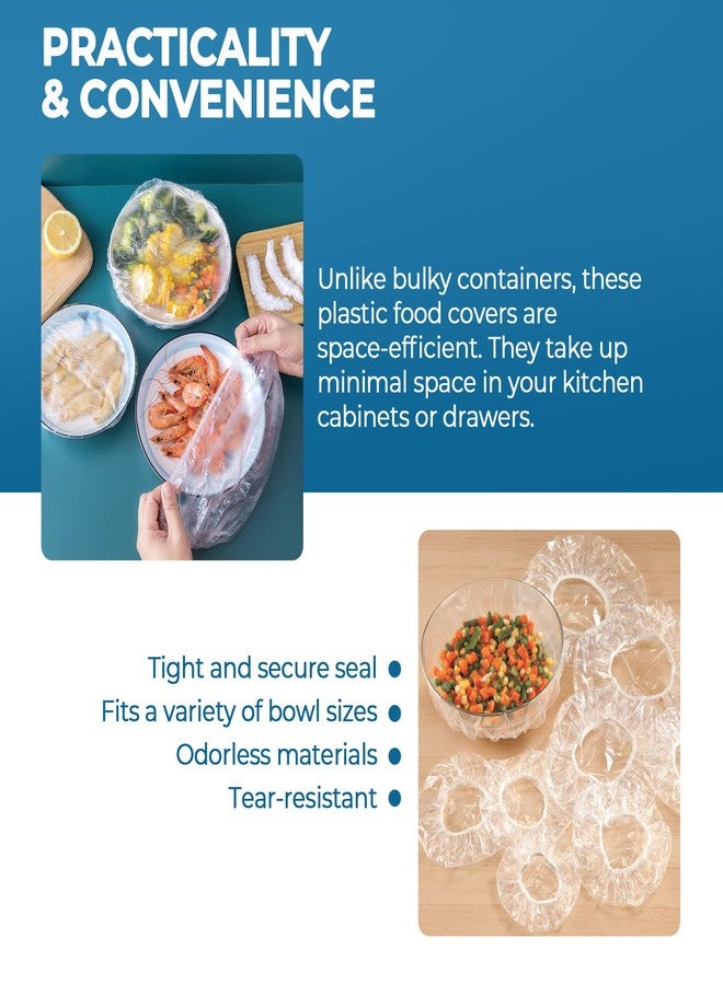 ABC Pack & Supply AMZ Elastic Plastic Bowl Covers, 12 Inch. Pack of 100 Clear Plastic Disposable Bowl Covers 30 Micron Thick. Durable Adjustable Plastic Food Covers with Elastic Edge. Stretchable Bowl Covers Small - Image 3