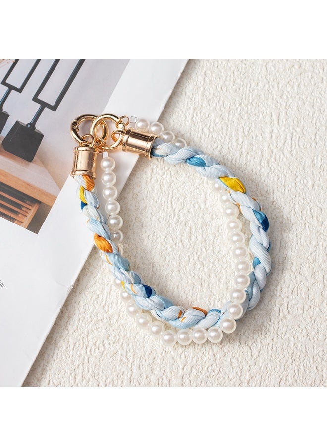 NIBEMINENT Beaded Phone Lanyard, Anti Lost Removable Wrist Strap,Short Chain Bracelet Pendant,Phone Keychain Lanyard,8/Blue