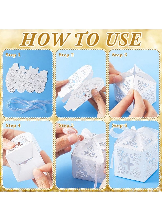 Bonuci 50 Packs Baptism Favors Set Acrylic Rosary Beads Faux Pearls with Organza Bags and Cross Baptism Favor Boxes Recuerdo De Boda Y Bautizo for Christening Weddings Party Favors(Gold Pearl Bracelet) - Image 3