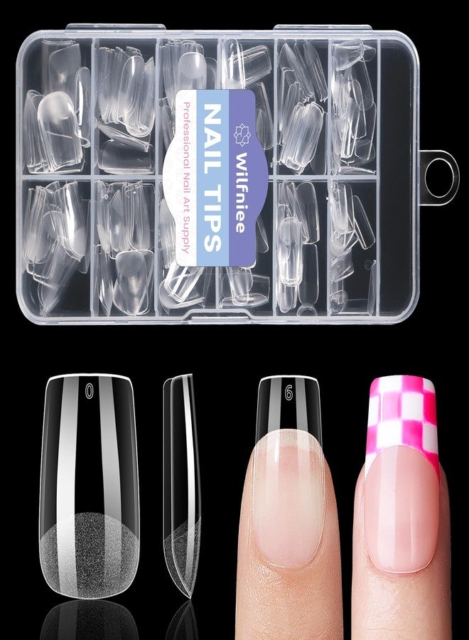 Wilfniee Short Square Nail Tips: 240PCS Acrylic Pre-shaped Soft Gel Square Nail Tips, 12 Sizes Full Cover Fake Press on Nails for Beginner Professional DIY Nail Salon - Image 1