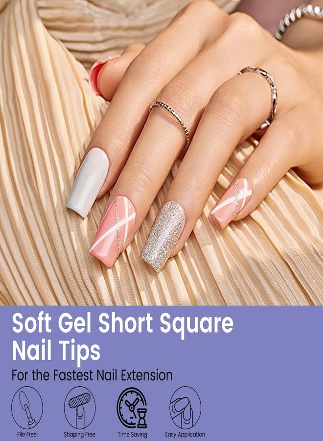 Wilfniee Short Square Nail Tips: 240PCS Acrylic Pre-shaped Soft Gel Square Nail Tips, 12 Sizes Full Cover Fake Press on Nails for Beginner Professional DIY Nail Salon - Image 2