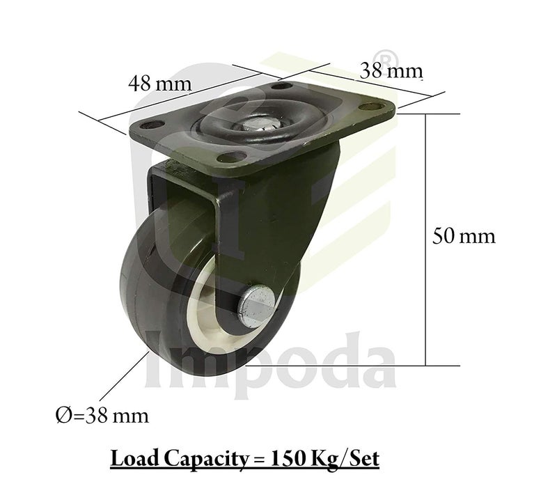 Lepose 4 Pack 2 Inch Heavy Duty Caster Wheels Soft Rubber Swivel Caster with 360 Degree 2 with Brakes 2 Without - Image 2