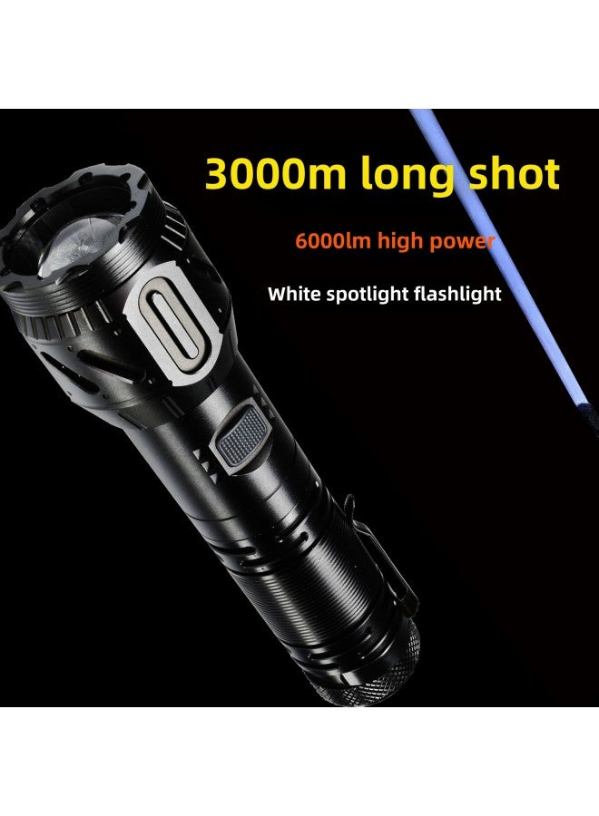 30W High-power Spotlight Flashlight Strong Light 3000m Long-range White Laser Lighting TYPE-C Charging 