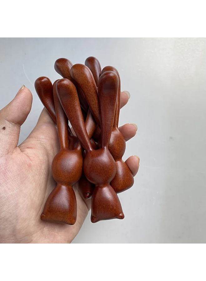 Red Sandalwood Facial Lifting Massager Long Eared Rabbit Massage Stick Meridian Comb - Image 2