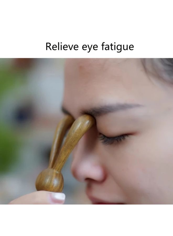 Red Sandalwood Facial Lifting Massager Long Eared Rabbit Massage Stick Meridian Comb - Image 5
