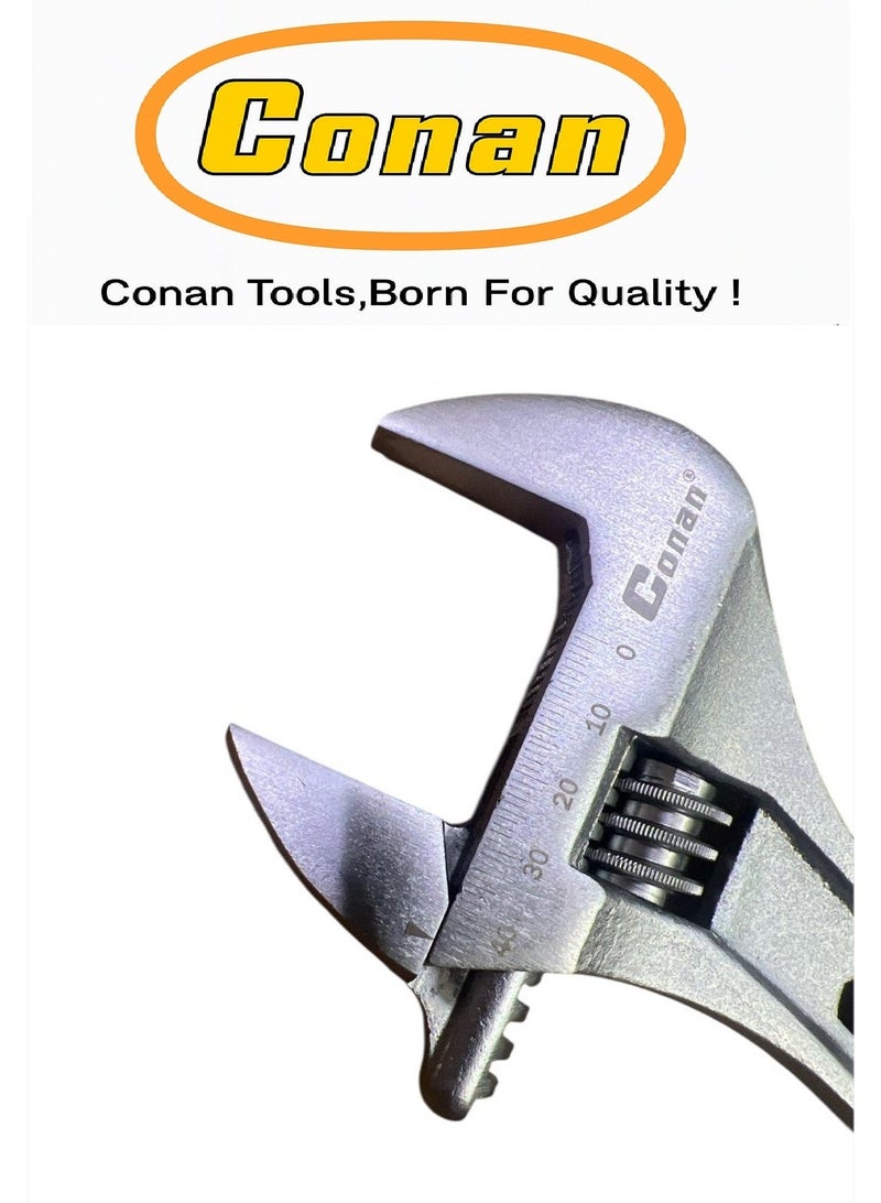 Conan 4-Piece CONAN Adjustable Wrench Set – 6" (Model 10005748) + 8" (Model 10005749) + 10" (Model 10005750) + 12" (Model 10005751) – Professional Design with Multi-Hex Utility Holes & Rear Ring Wrench – High-Strength CR-V Steel - Image 5