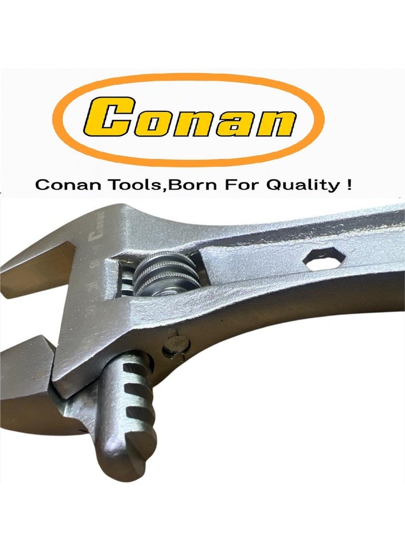 Conan 4-Piece CONAN Adjustable Wrench Set – 6" (Model 10005748) + 8" (Model 10005749) + 10" (Model 10005750) + 12" (Model 10005751) – Professional Design with Multi-Hex Utility Holes & Rear Ring Wrench – High-Strength CR-V Steel - Image 2