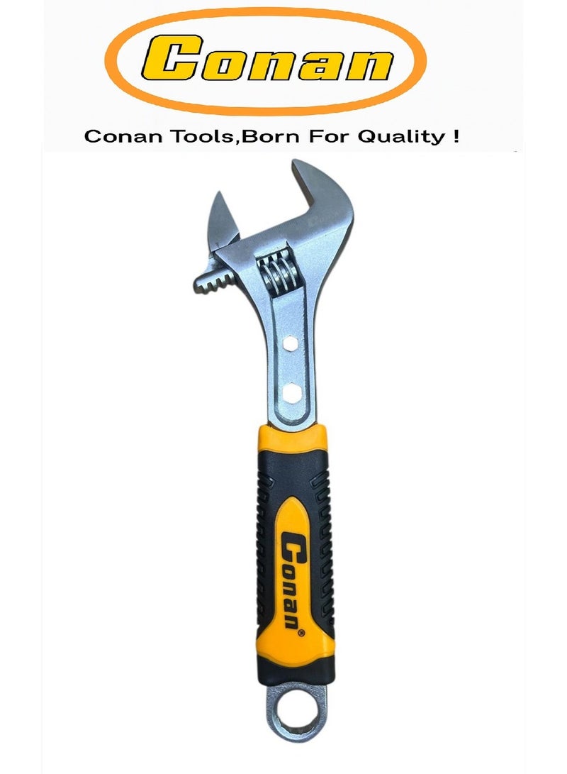 Conan 4-Piece CONAN Adjustable Wrench Set – 6" (Model 10005748) + 8" (Model 10005749) + 10" (Model 10005750) + 12" (Model 10005751) – Professional Design with Multi-Hex Utility Holes & Rear Ring Wrench – High-Strength CR-V Steel - Image 3