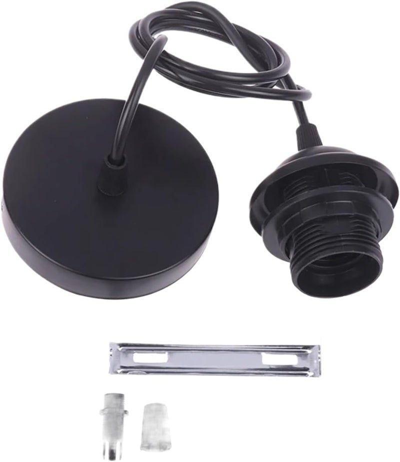 3pcs Retro E27 Hanging Lamp Holder with 1m/1.5m Wire Ceiling Socket Base for Pendant Lights(150cm Black) - Image 1