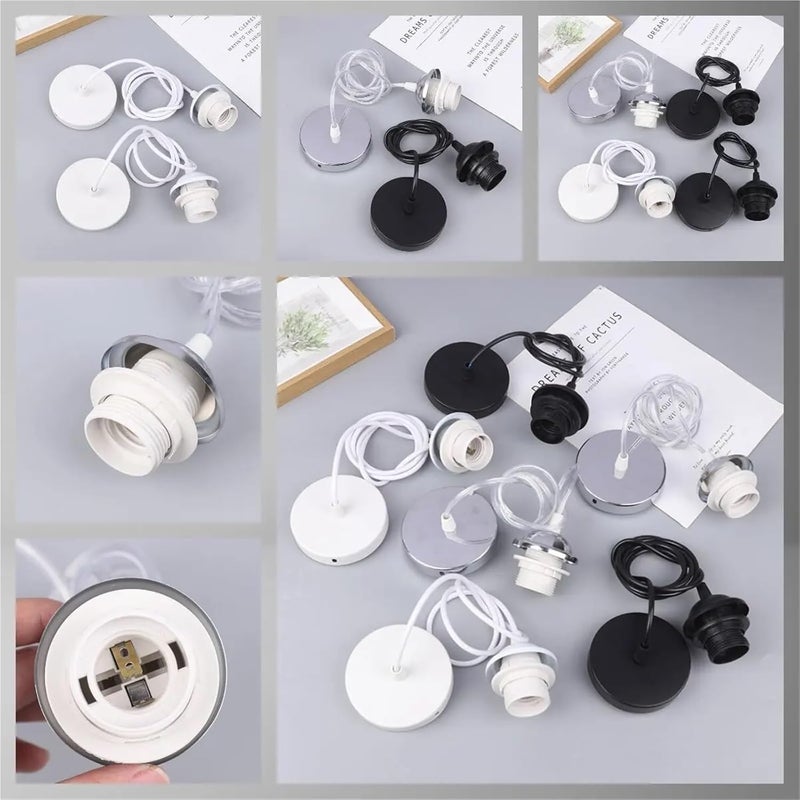 3pcs Retro E27 Hanging Lamp Holder with 1m/1.5m Wire Ceiling Socket Base for Pendant Lights(150cm Black) - Image 2