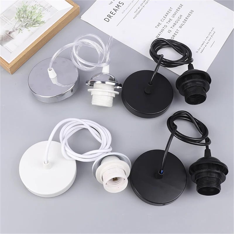 3pcs Retro E27 Hanging Lamp Holder with 1m/1.5m Wire Ceiling Socket Base for Pendant Lights(150cm Black) - Image 4