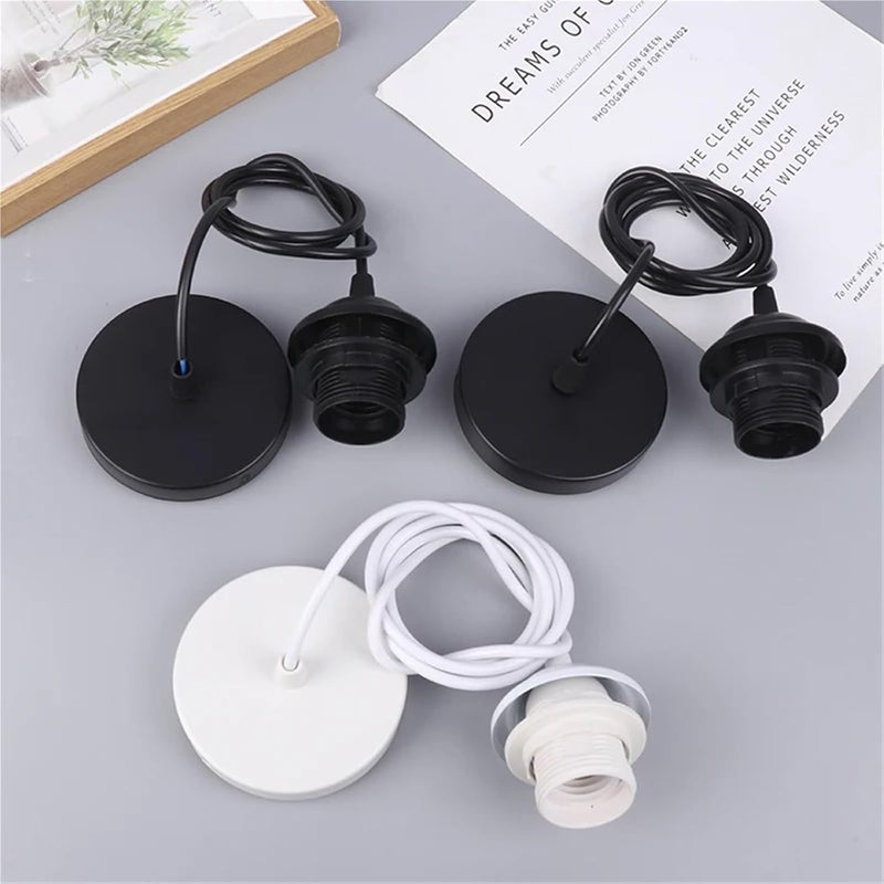 3pcs Retro E27 Hanging Lamp Holder with 1m/1.5m Wire Ceiling Socket Base for Pendant Lights(150cm Black) - Image 5