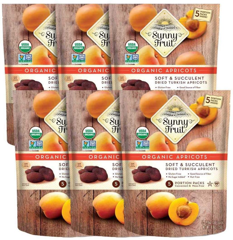 Sunny Fruit Soft Organic Turkish Dried Apricots  6 Bags 30 Individual Portion Packs  No Preservatives No Sugar Added  Healthy Convenient Snack Packs  ORGANIC NONGMO VEGAN HALAL KOSHER - Image 3