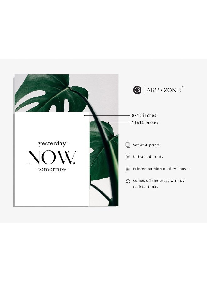 Home Trove A ART·ZONE Botanical Prints Poster Wall Decor, Motivational Art Poster, 8x10 Canvas Unframed Set of 4, Plant Posters Aesthetic for Bedroom (Option 1) - Image 2
