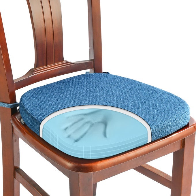 1 PACK MEMORY FOAM CHAIR CUSHIONS FOR DINING CHAIR FRIENDLY WOVEN FABRIC 16 USHAPE COMFORTABLE KITCHEN CHAIR PAD REMOVABLE SLIP RESISTANT SEAT CUSHION 1 PIECE BLUE