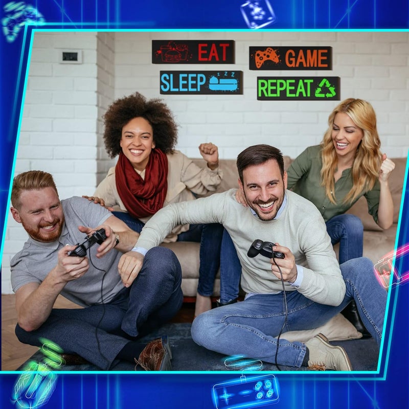 Queekay 4 Pcs Gaming Wall Decor for Room Gaming Decorations Signs Printed Video Game Wall Art Colorful Gaming Posters for Game Themed Room Wall, 8 x 3 Inch(Modern,Bright Color) - Image 3