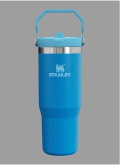 IceFlow Stainless Steel Tumbler with Straw - Vacuum Insulated Water Bottle for Home, Office or Car - Reusable Cup with Leak-Resistant Flip Straw, Keeps Drinks Cold for 12 Hours or Iced for 2 Days, 30 oz Azure