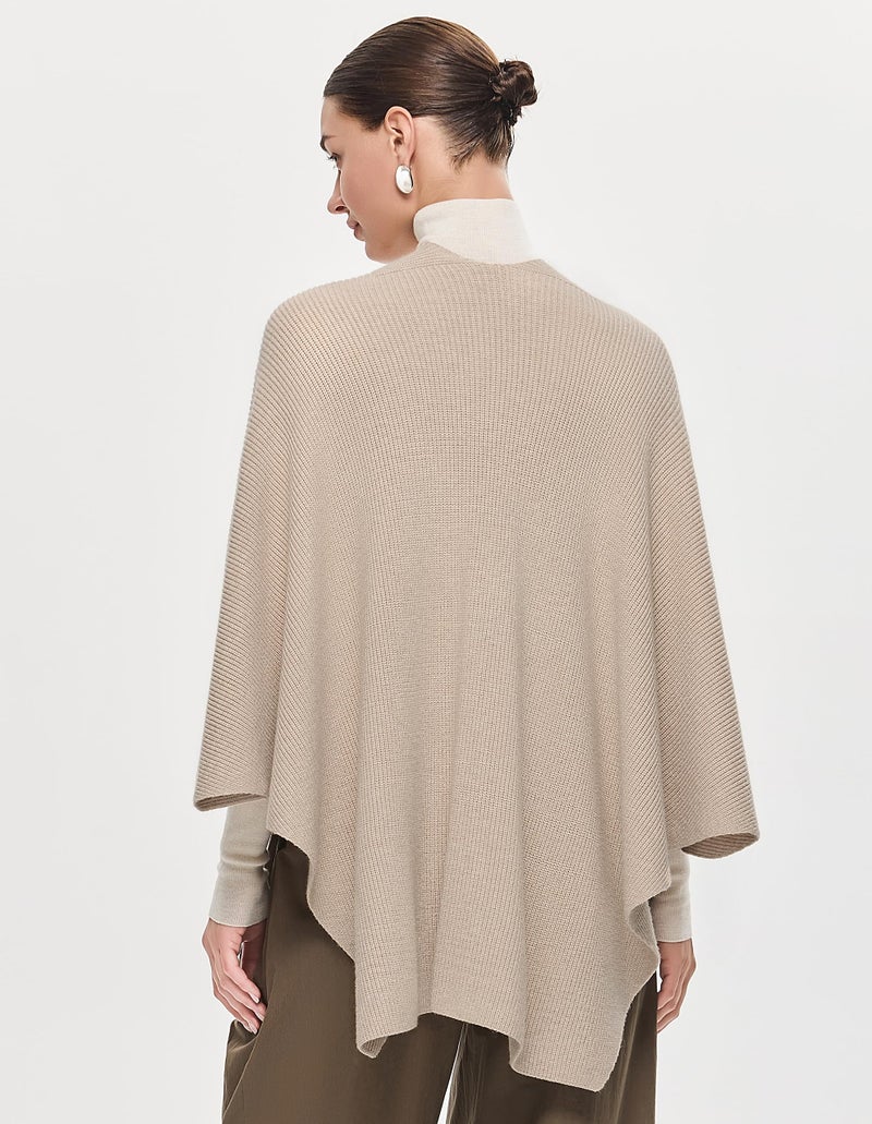 PULI Women's Shawl Wraps Ribbed Poncho Ruana Cape Open Front Cardigan Sweater Evening Dress for Fall Winter Barley Twist - Image 3