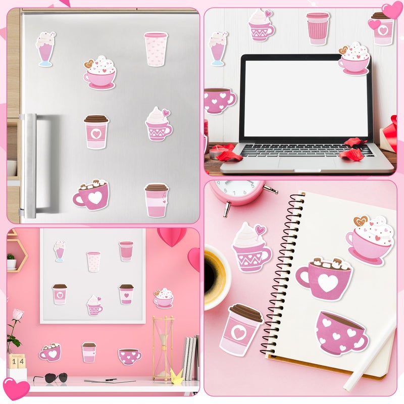 CJiangpo 30Pcs Valentineâ€™s Day Coffee Cup Sticky Notes Pads, 600 Sheets Cute Self Stick Notepad Memo Pads Cartoon Page Markers Classroom Rewards for Valentines Party Favors Fillers Coffee Lover Gifts - Image 5