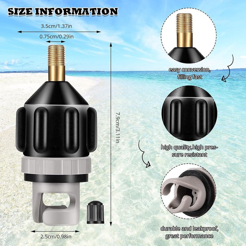 Shappy 2 Pieces Inflatable Boat SUP Pump Adaptor Air Pump Converter Air Valve Adapter Conventional Air Pump Adapter Pumping Head Connector for Inflatable Kayak Stand Up Paddle Board - Image 2