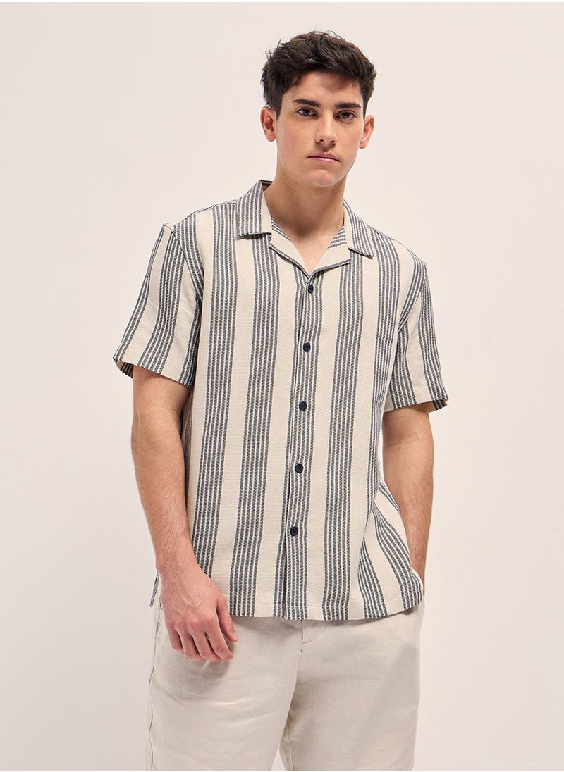 THE BEAR HOUSE - Cotton Shirt for Men | Slim Fit, Short Sleeve, Casual or Formal Button-Down | Soft, Breathable Fabric for Work, Everyday, & All-Season Wear in Stylish - Image 1