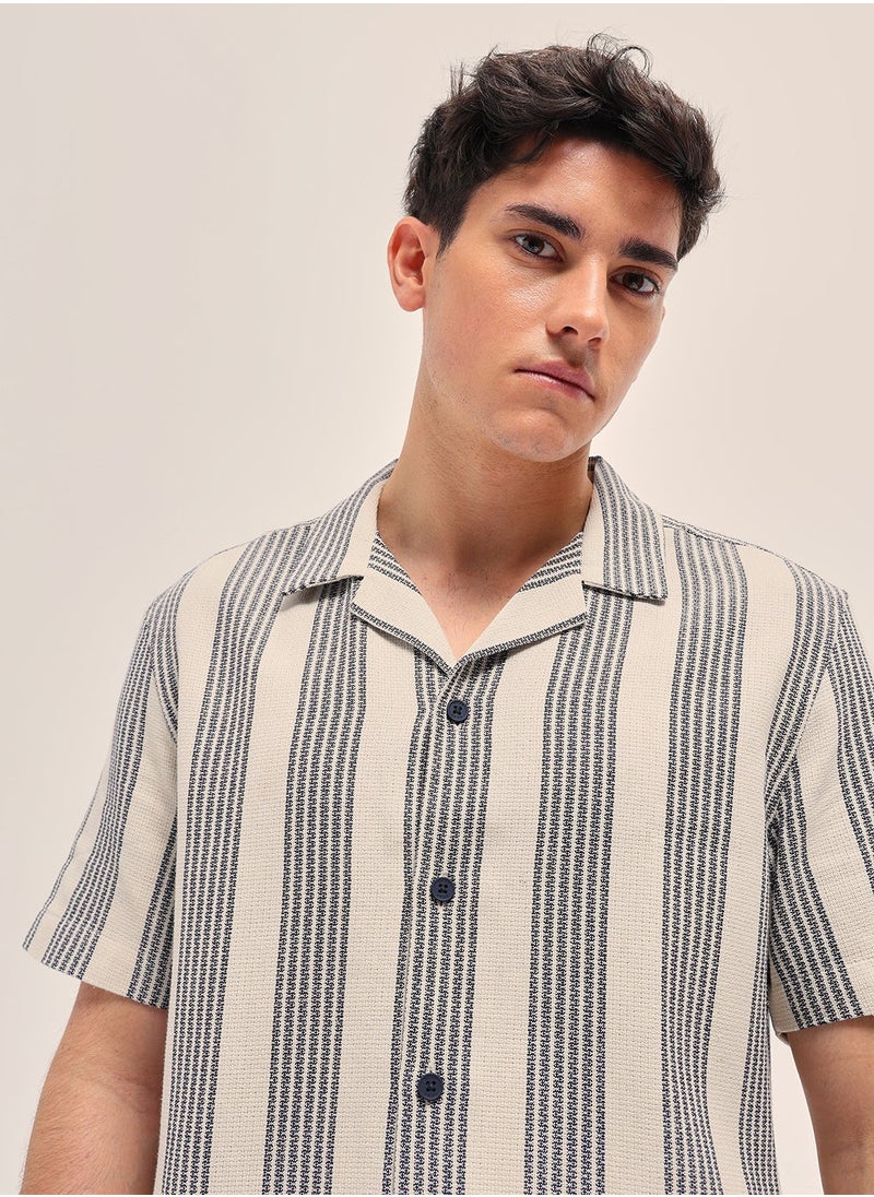 THE BEAR HOUSE - Cotton Shirt for Men | Slim Fit, Short Sleeve, Casual or Formal Button-Down | Soft, Breathable Fabric for Work, Everyday, & All-Season Wear in Stylish - Image 1