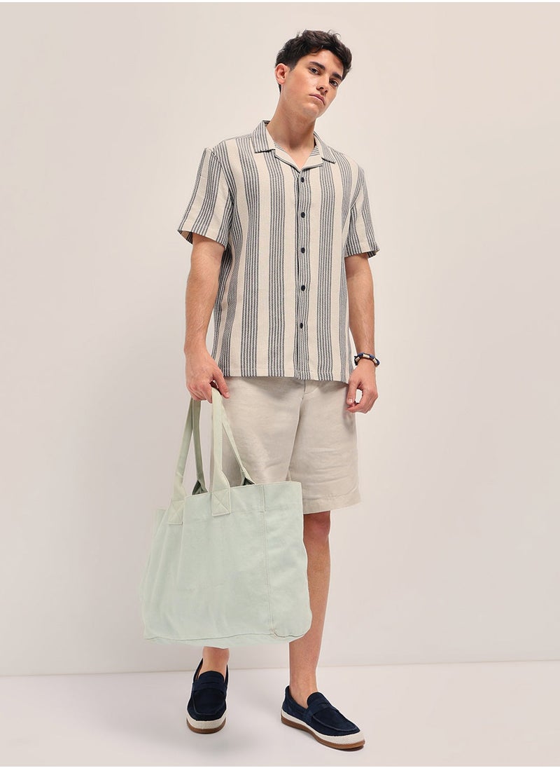 THE BEAR HOUSE - Cotton Shirt for Men | Slim Fit, Short Sleeve, Casual or Formal Button-Down | Soft, Breathable Fabric for Work, Everyday, & All-Season Wear in Stylish - Image 1