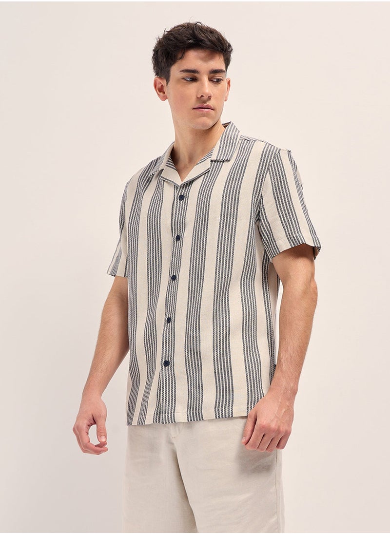 THE BEAR HOUSE - Cotton Shirt for Men | Slim Fit, Short Sleeve, Casual or Formal Button-Down | Soft, Breathable Fabric for Work, Everyday, & All-Season Wear in Stylish - Image 1