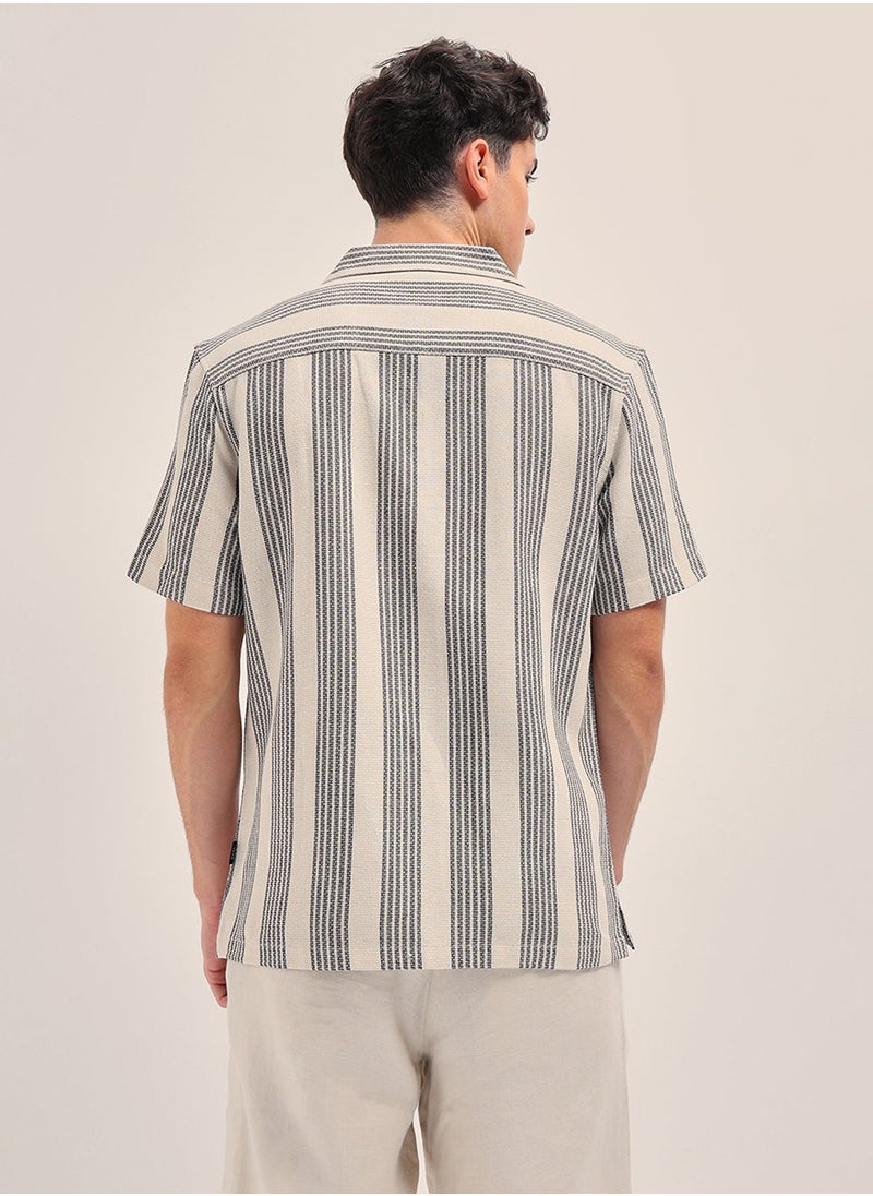 THE BEAR HOUSE - Cotton Shirt for Men | Slim Fit, Short Sleeve, Casual or Formal Button-Down | Soft, Breathable Fabric for Work, Everyday, & All-Season Wear in Stylish - Image 1