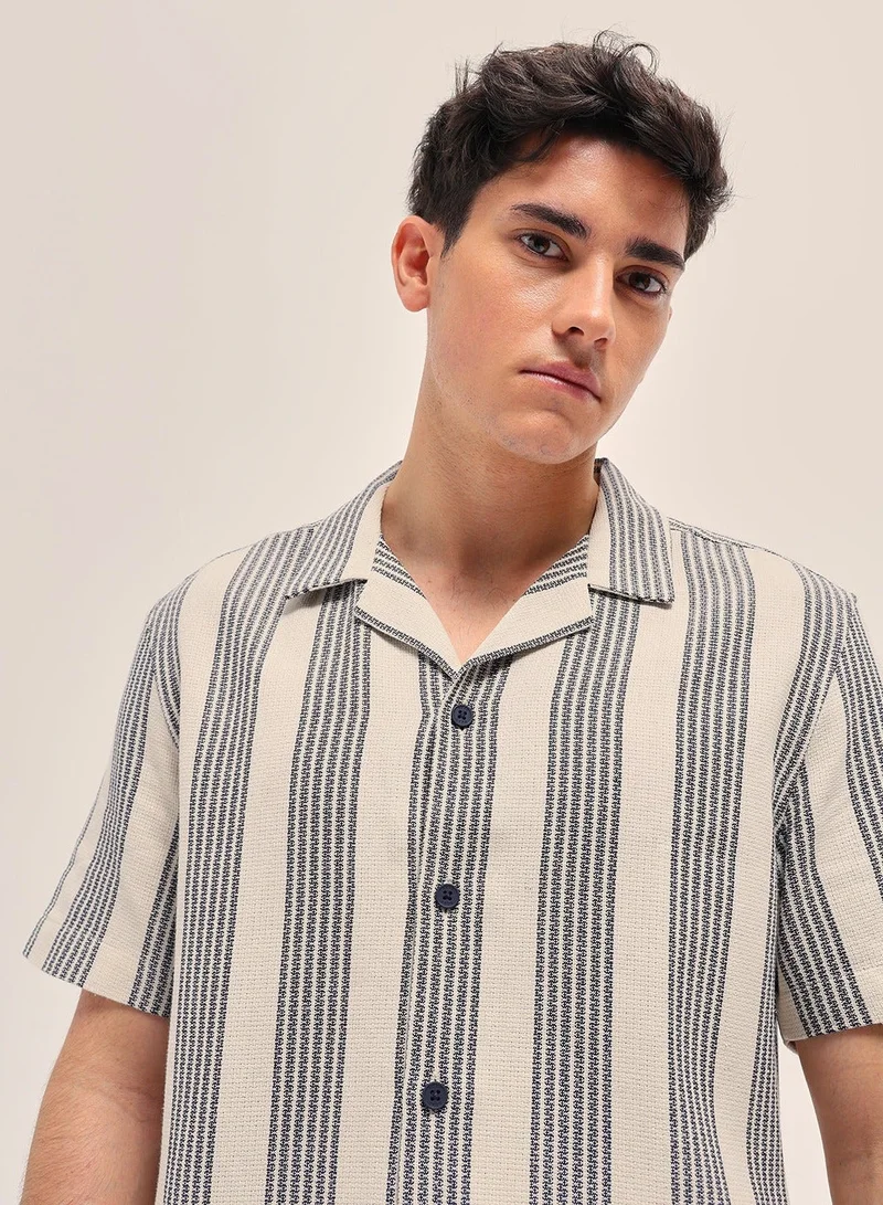 THE BEAR HOUSE Cotton Shirt for Men | Slim Fit, Short Sleeve, Casual or Formal Button-Down | Soft, Breathable Fabric for Work, Everyday, & All-Season Wear in Stylish