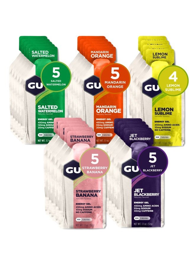 GU Energy Original Sports Nutrition Energy Gel, Vegan, Gluten-Free, Kosher, and Dairy-Free On-the-Go Energy for Any Workout, 24-Count, Assorted Fruity Flavors - Image 1