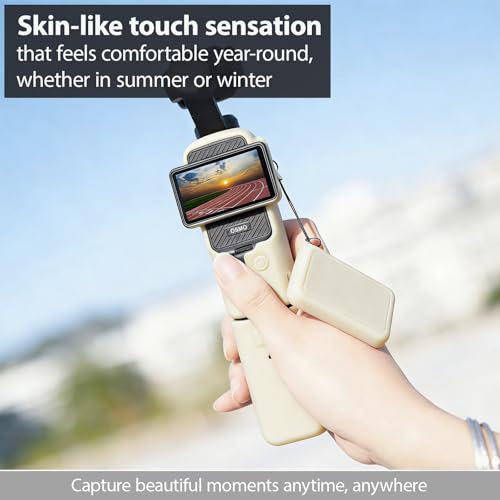 Frevyve Case for DJI Osmo Pocket 3/Xtra Muse Camera, Soft Silicone Protective Case, Anti-Scratch, Slim Fit Skin with mic Cover and Screen Protector Accessories for Osmo Pocket 3/Xtra Muse (Beige) - Image 3