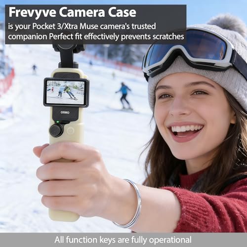 Frevyve Case for DJI Osmo Pocket 3/Xtra Muse Camera, Soft Silicone Protective Case, Anti-Scratch, Slim Fit Skin with mic Cover and Screen Protector Accessories for Osmo Pocket 3/Xtra Muse (Beige) - Image 2