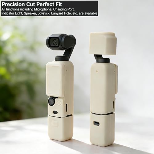 Frevyve Case for DJI Osmo Pocket 3/Xtra Muse Camera, Soft Silicone Protective Case, Anti-Scratch, Slim Fit Skin with mic Cover and Screen Protector Accessories for Osmo Pocket 3/Xtra Muse (Beige) - Image 4