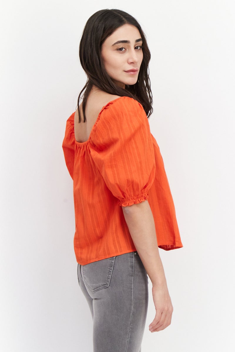 Sanctuary Women Square Neck Puffed Sleeve Crop Top, Red - Image 3