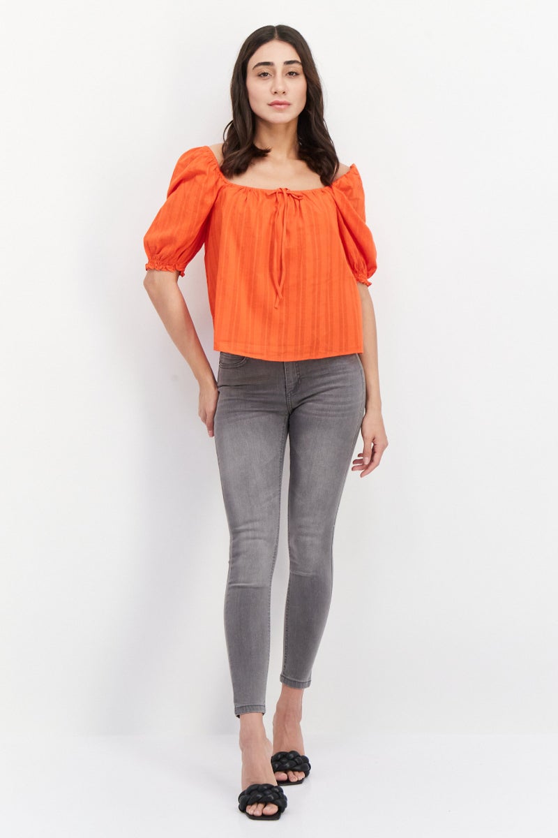 Sanctuary Women Square Neck Puffed Sleeve Crop Top, Red - Image 2