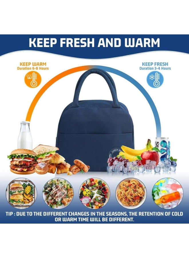 Anmi Small Portable Reusable Insulated Lunch Bag for Men Women, Blue - Image 2