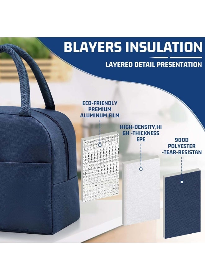 Anmi Small Portable Reusable Insulated Lunch Bag for Men Women, Blue - Image 3