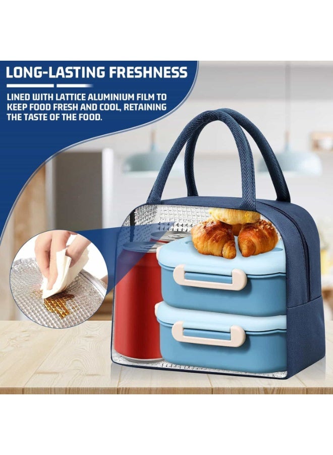 Anmi Small Portable Reusable Insulated Lunch Bag for Men Women, Blue - Image 4