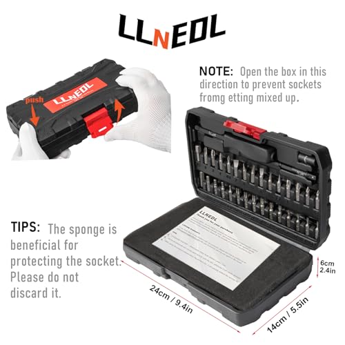 LLNEDL 1/4 inch Impact Socket Set, 63 Piece Drive Socket Wrench Set Metric (4-15mm) Deep and Shallow 6 Point, Automotive Tool Kit with 72T Ratchet for Bicycle & Car Repairing - Image 3