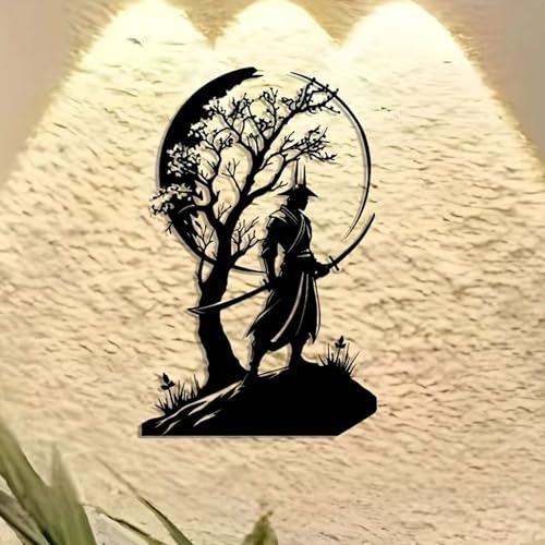 Camin Samurai Design Wooden Wall Decor | Wall Hanging Art for Living Room, Bedroom, Office | 3D Laser Cut MDF Wall Panel | Modern Home Decoration -Black (45 cm) - Image 2